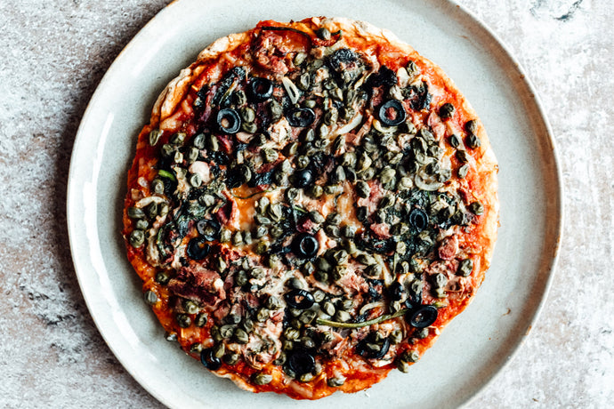 Vegane Pizza Tonno mit Jackfruit | Melina Moonstone
