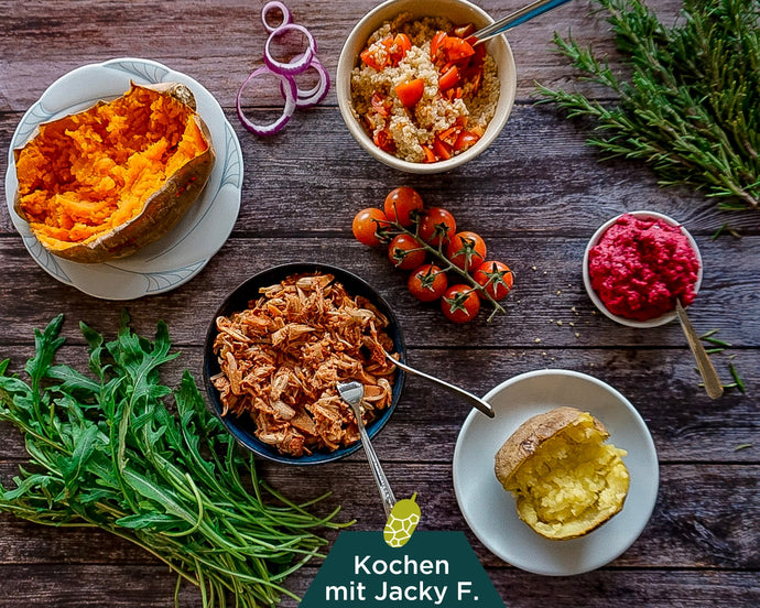 Vegane Ofenkartoffel mit Jackfruit | kathi.grini